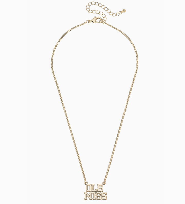 Ole Miss Rebels Varsity Outline Necklace in Shiny Gold