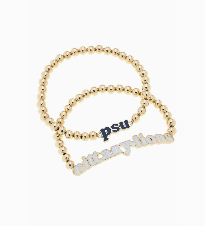 Penn State Nittany Lions Slogan Ball Bead Bracelet Set of 2