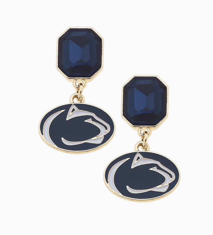 Penn State Nittany Lions Rhinestone Enamel Logo Earrings