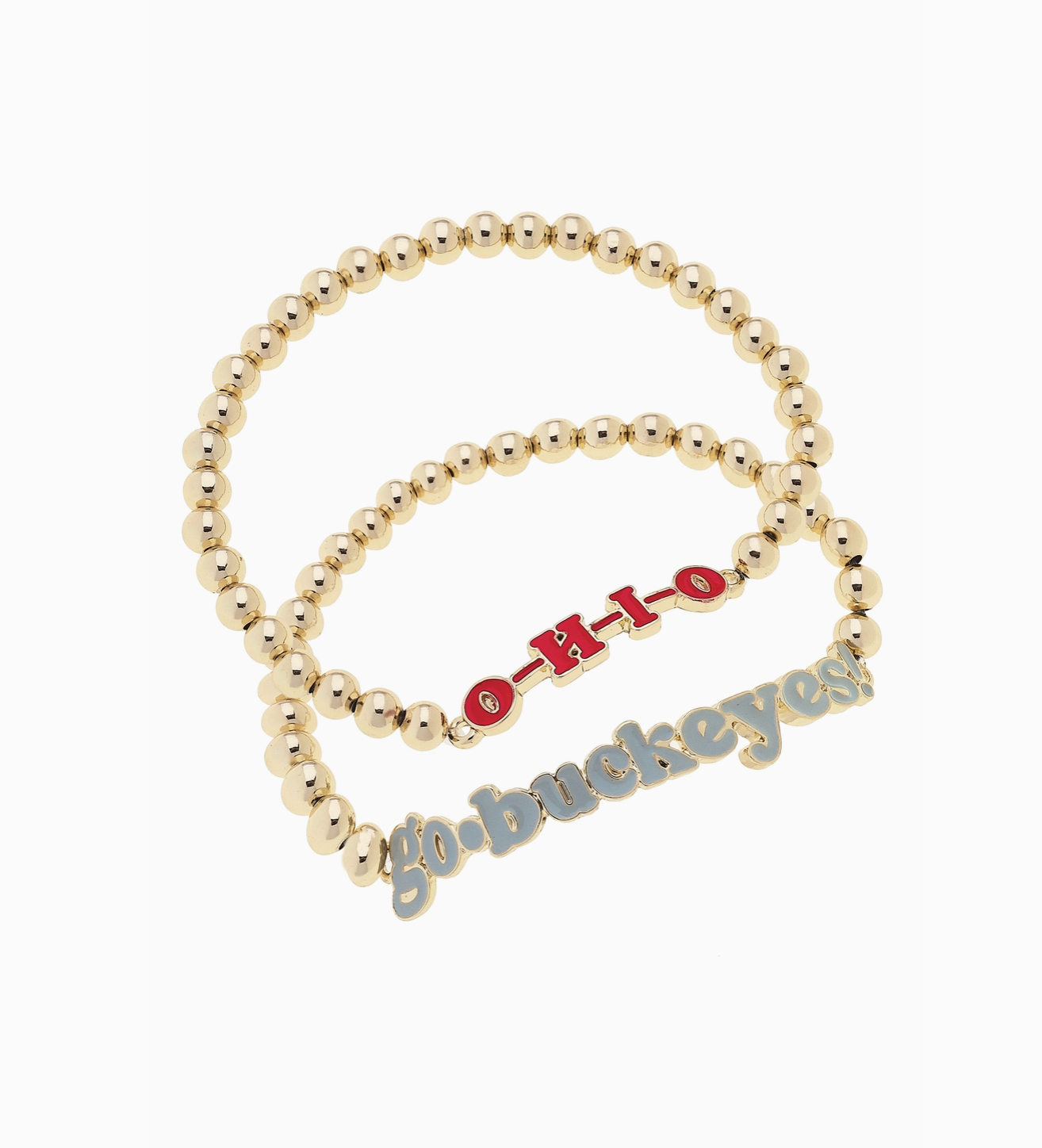 Ohio State Buckeyes Slogan Ball Bead Bracelet Set of 2