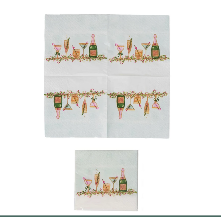 Paper Napkins w/ Holiday Cocktails (Contains 50 Folded Pieces)
