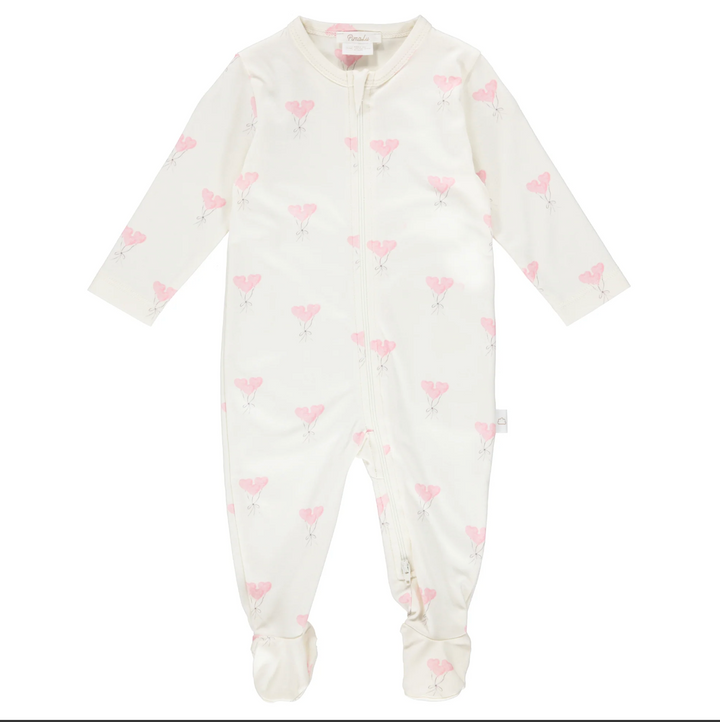 Zipper Footie - Heart Balloon