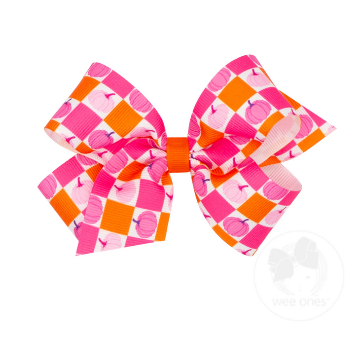 Medium Halloween Print Grosgrain Hair Bow