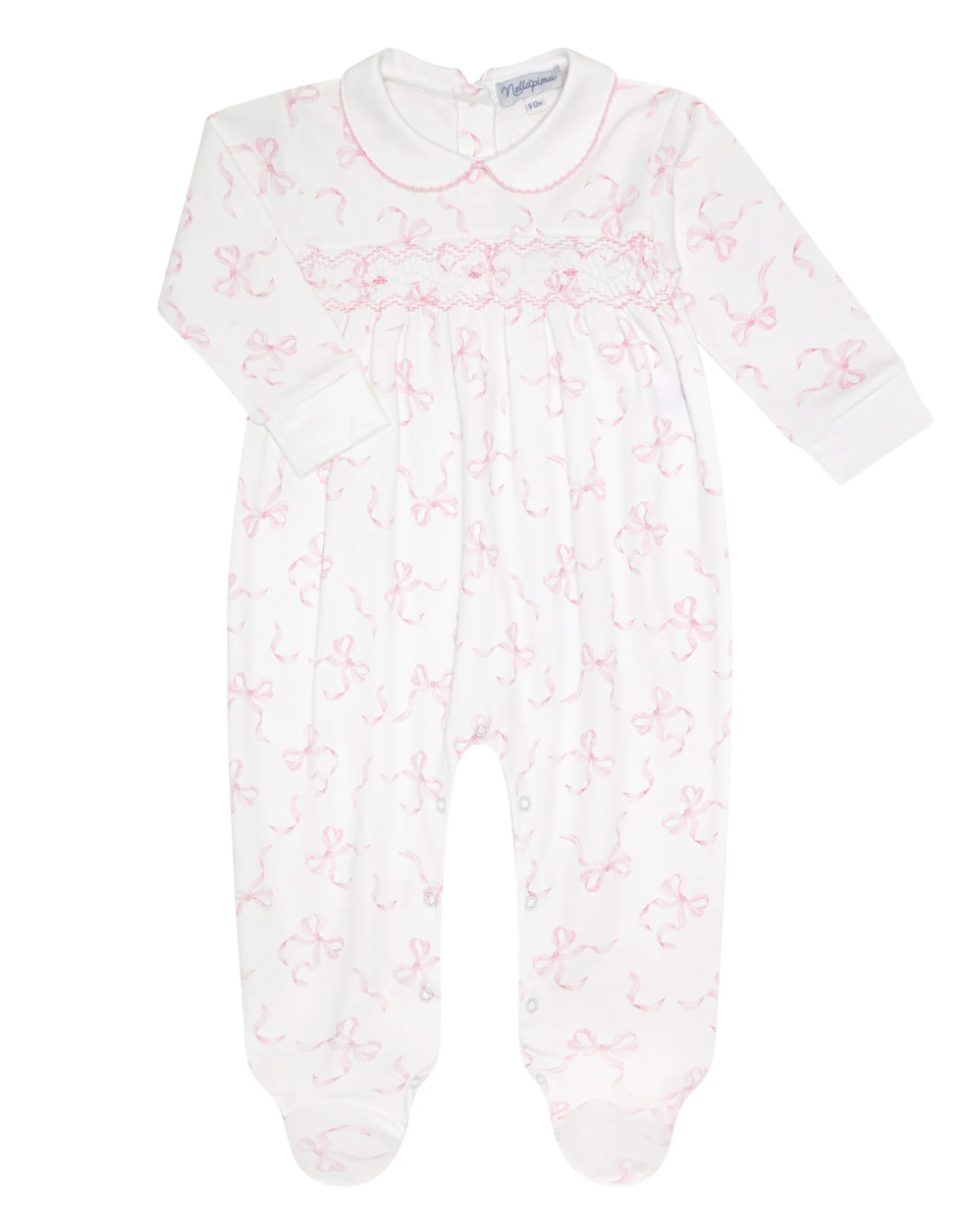 Charming Bows Print Smocked Footie