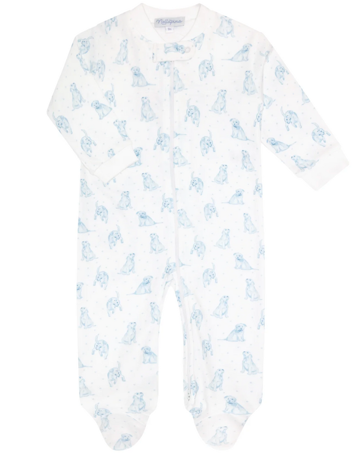 Blue Puppy Love Zipper Footie