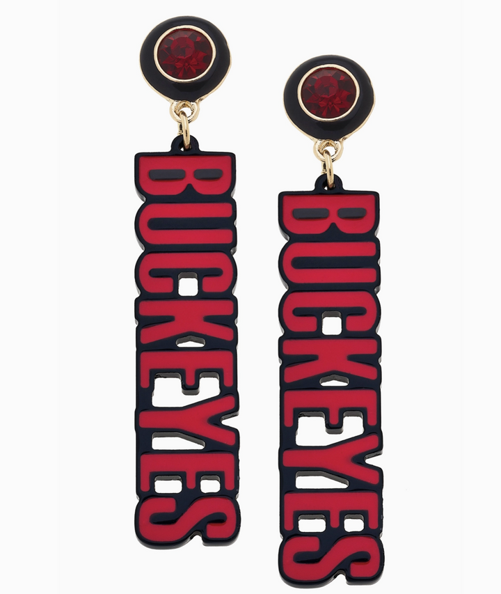 Ohio State Buckeyes Resin Block Letter Earrings