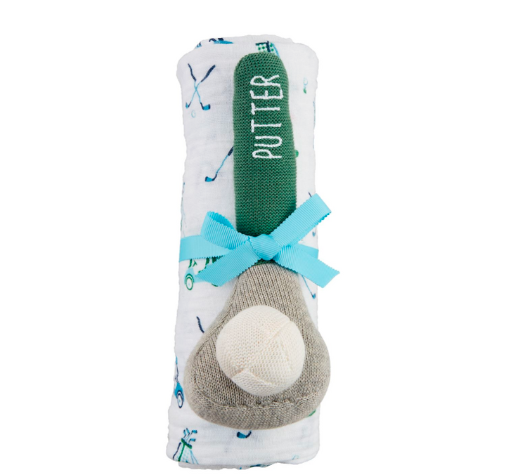 Boy Golf Swaddle and Rattle