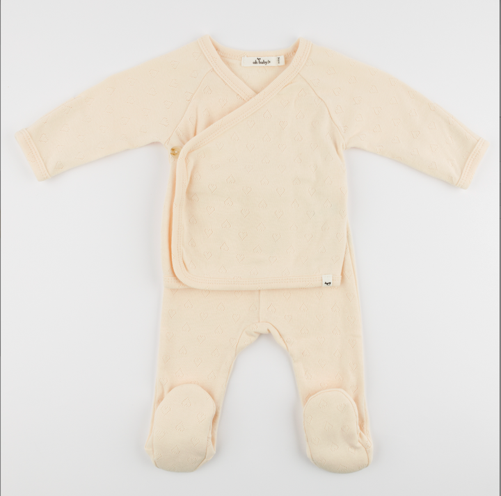 Hearts Pointelle Kimono Set