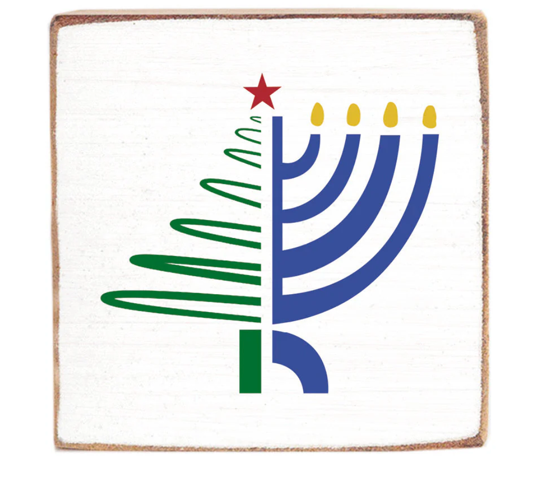 Christmas Hanukkah Decorative Wooden Block