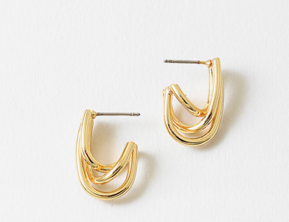 Gold Double Hoop Earrings | Layered Hoop Statement Earrings