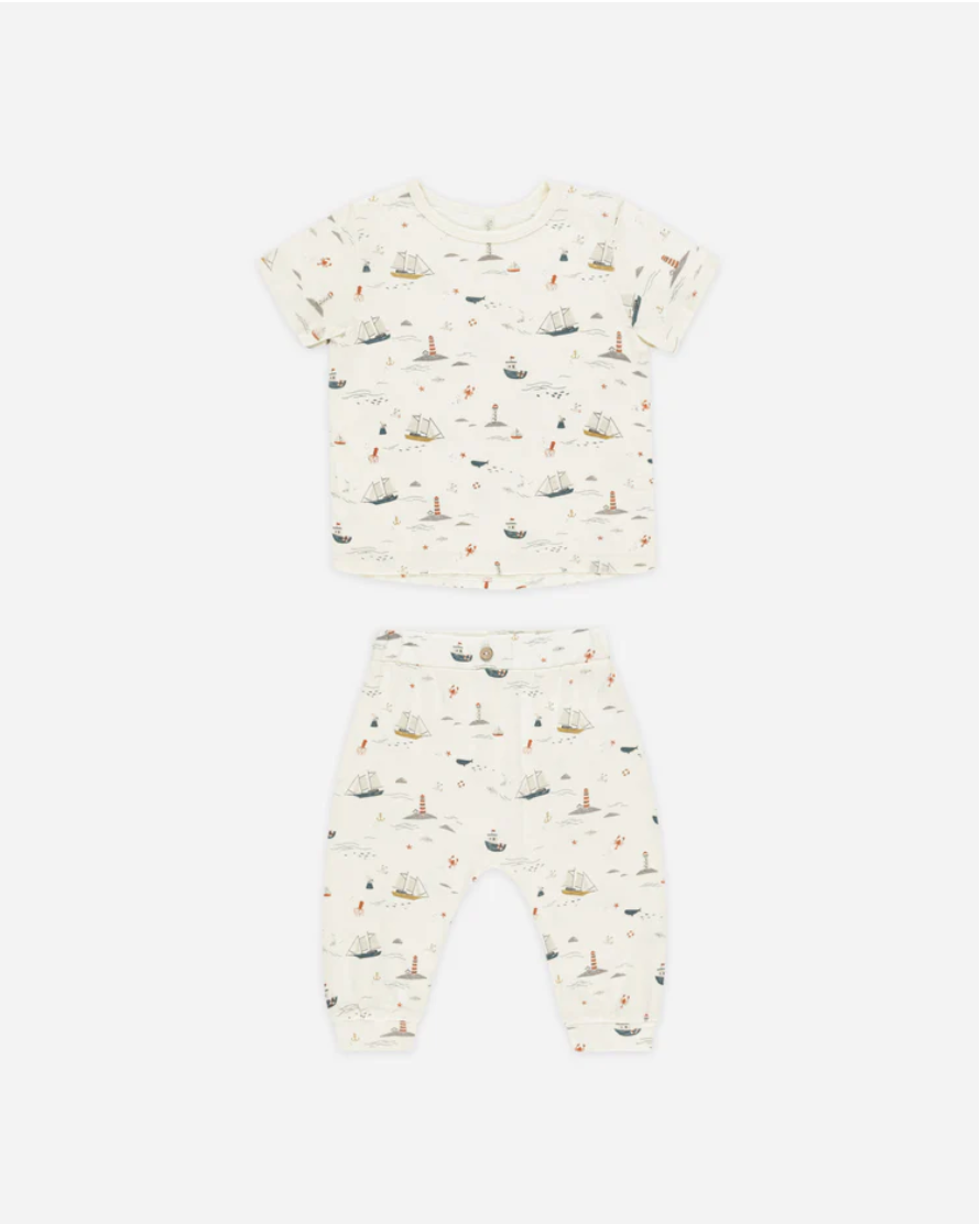 Nautical Tee + Slouch Pants Set