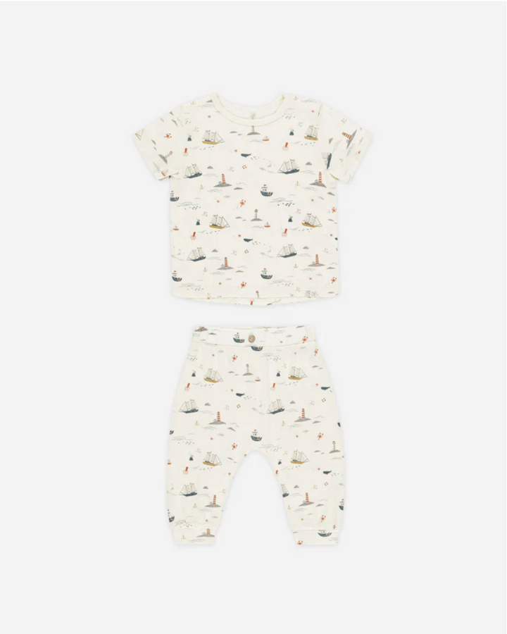 Nautical Tee + Slouch Pants Set