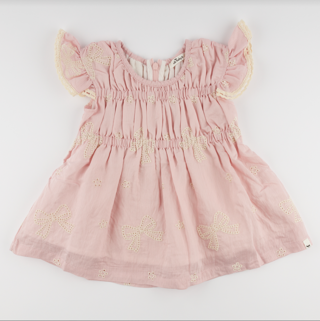 Embroidery Bows April Flutter Sleeve Dress