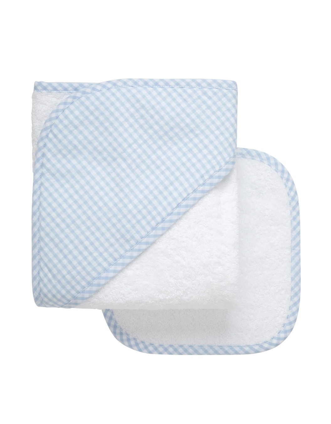 Blue Big Check Hooded Towel and Washcloth Set
