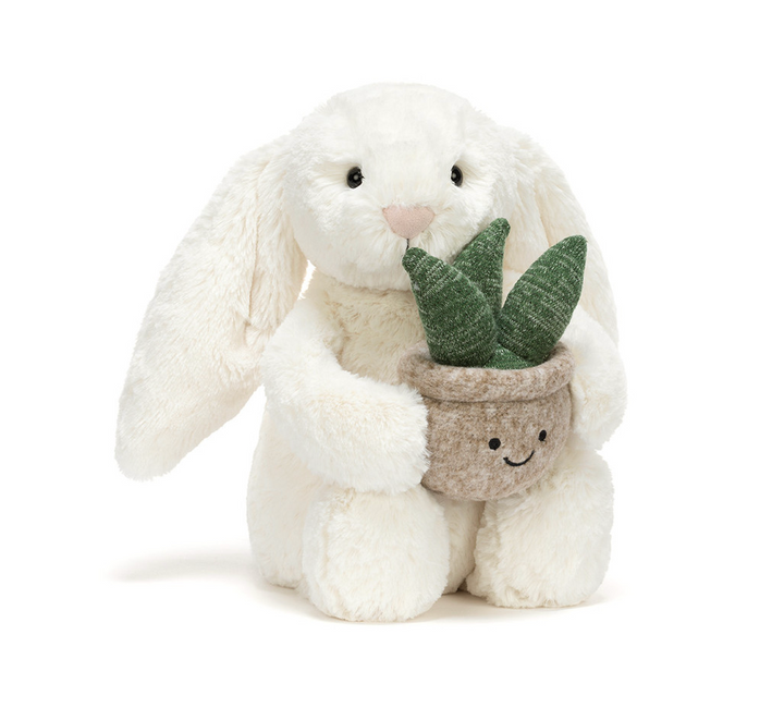 Cream Bunny with Plant