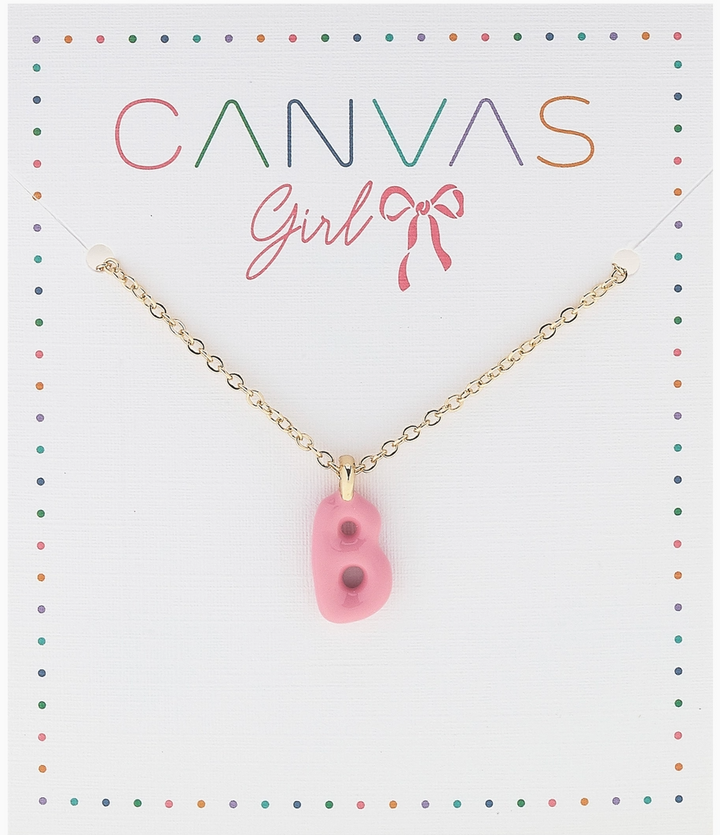 Viola Enamel Coated Letter Children's Necklace in Shiny Gold