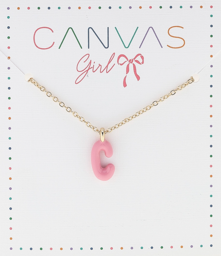 Viola Enamel Coated Letter Children's Necklace in Shiny Gold