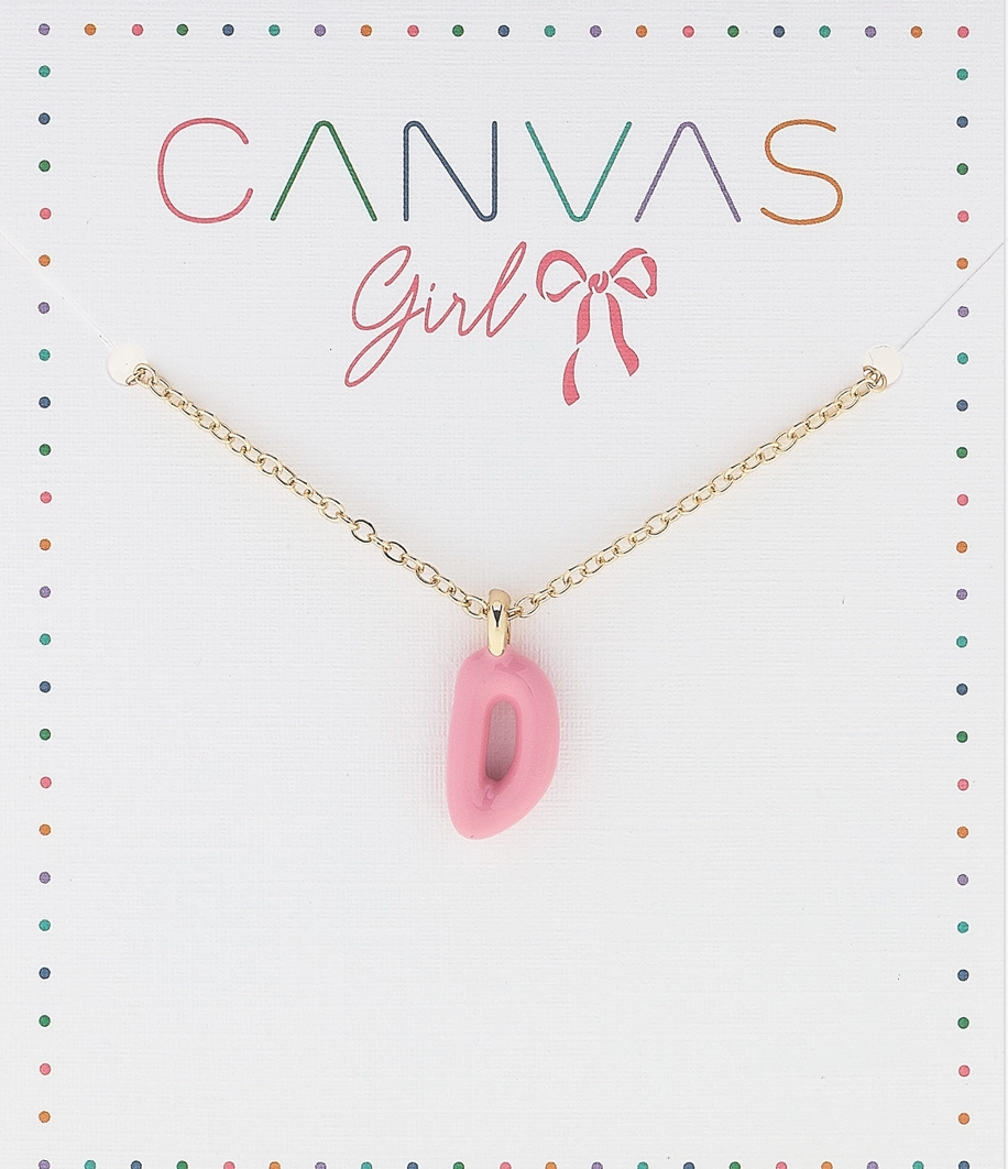 Viola Enamel Coated Letter Children's Necklace in Shiny Gold