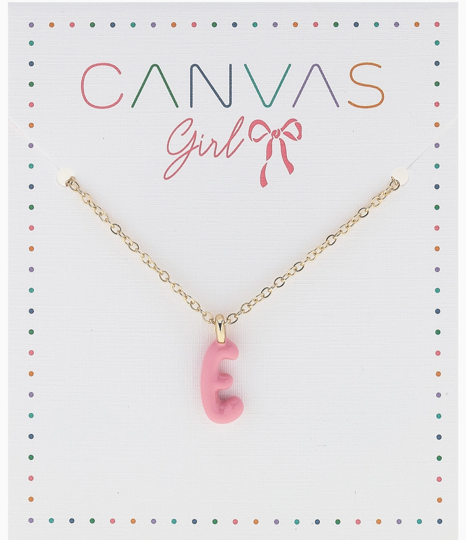 Viola Enamel Coated Letter Children's Necklace in Shiny Gold