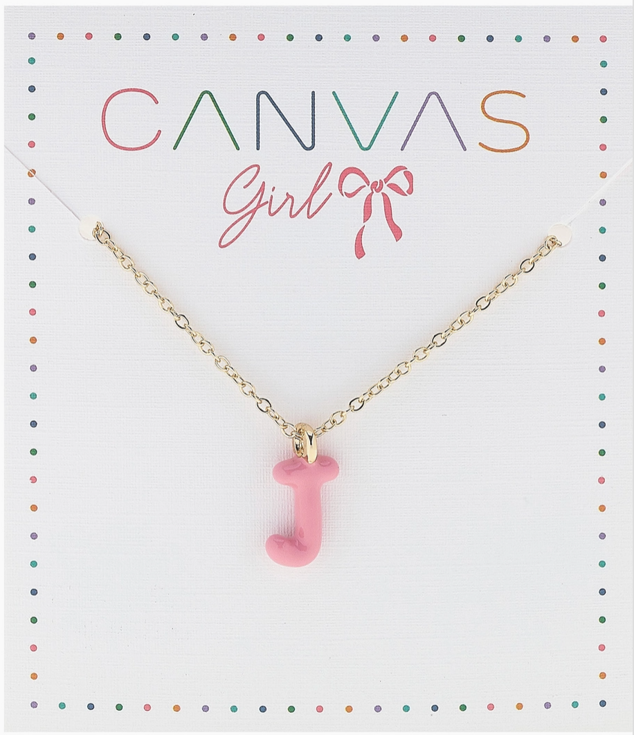 Viola Enamel Coated Letter Children's Necklace in Shiny Gold