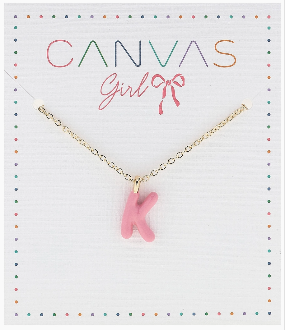 Viola Enamel Coated Letter Children's Necklace in Shiny Gold