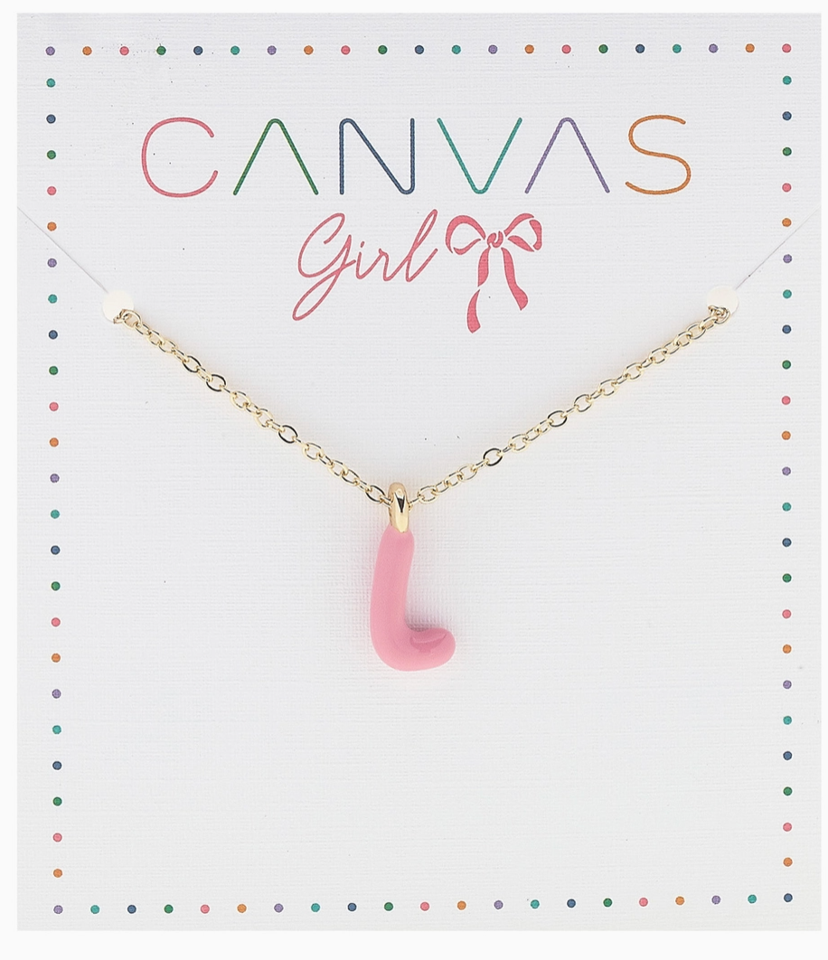 Viola Enamel Coated Letter Children's Necklace in Shiny Gold