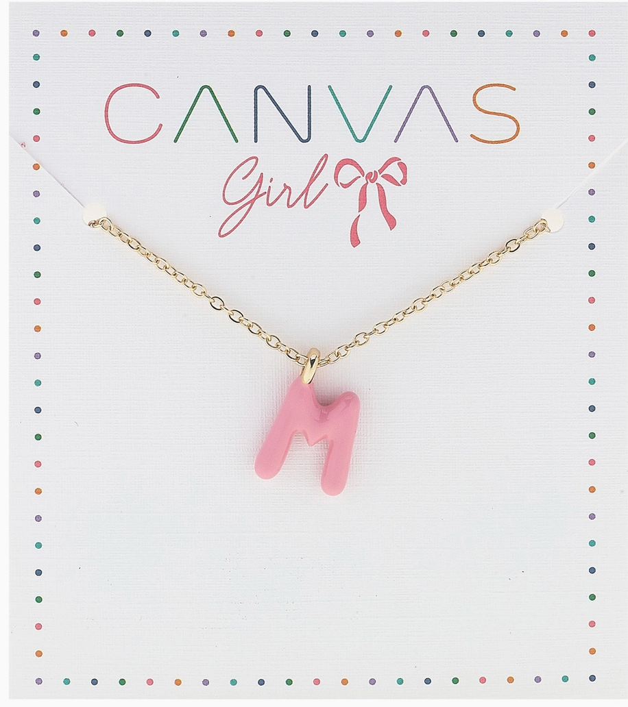 Viola Enamel Coated Letter Children's Necklace in Shiny Gold