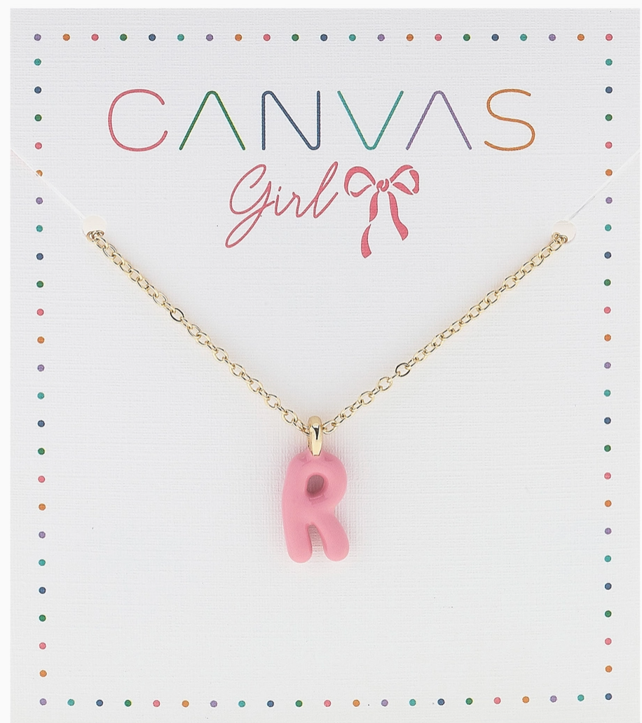 Viola Enamel Coated Letter Children's Necklace in Shiny Gold