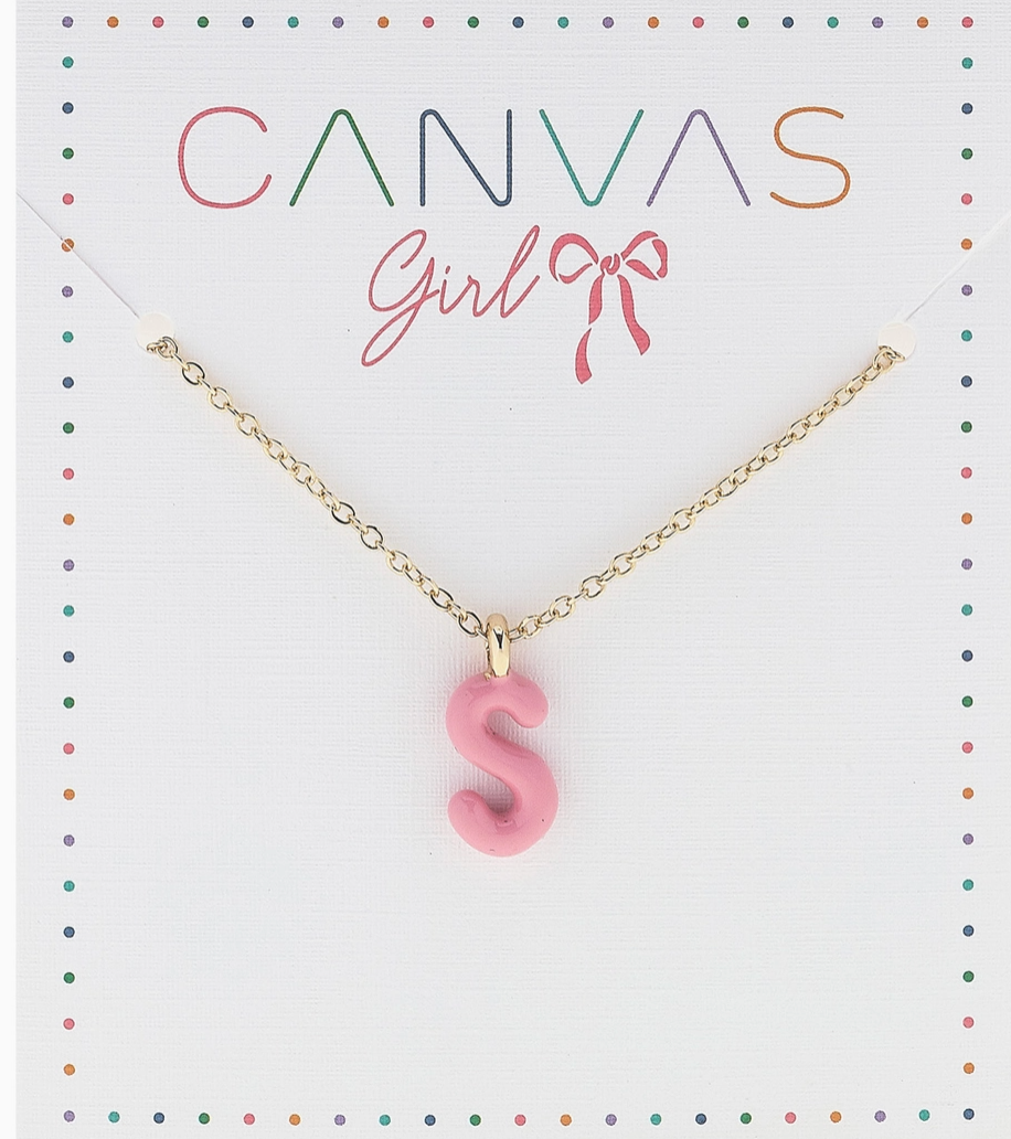 Viola Enamel Coated Letter Children's Necklace in Shiny Gold