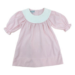 Pink Corduroy Dress with White Yoke