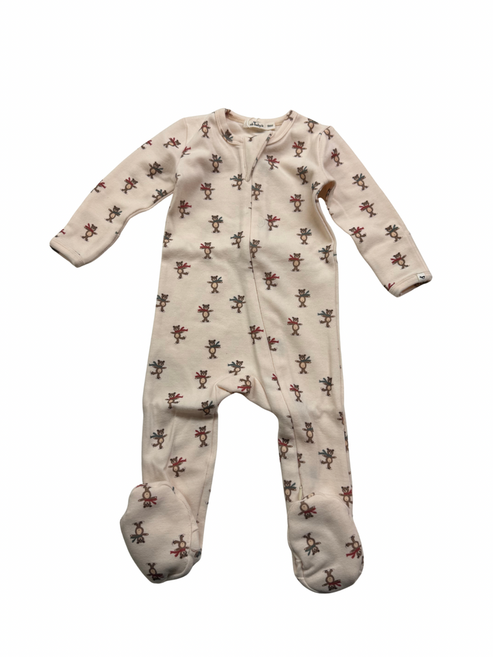 Skating Bears Baby Rib Zipper Footie