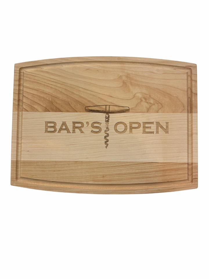 Arched Artisian Maple Board - Bar's Open