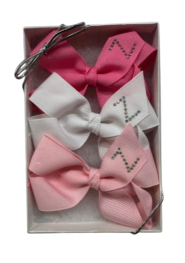 Rhinestone Initial Bow Boxes - Pink Set