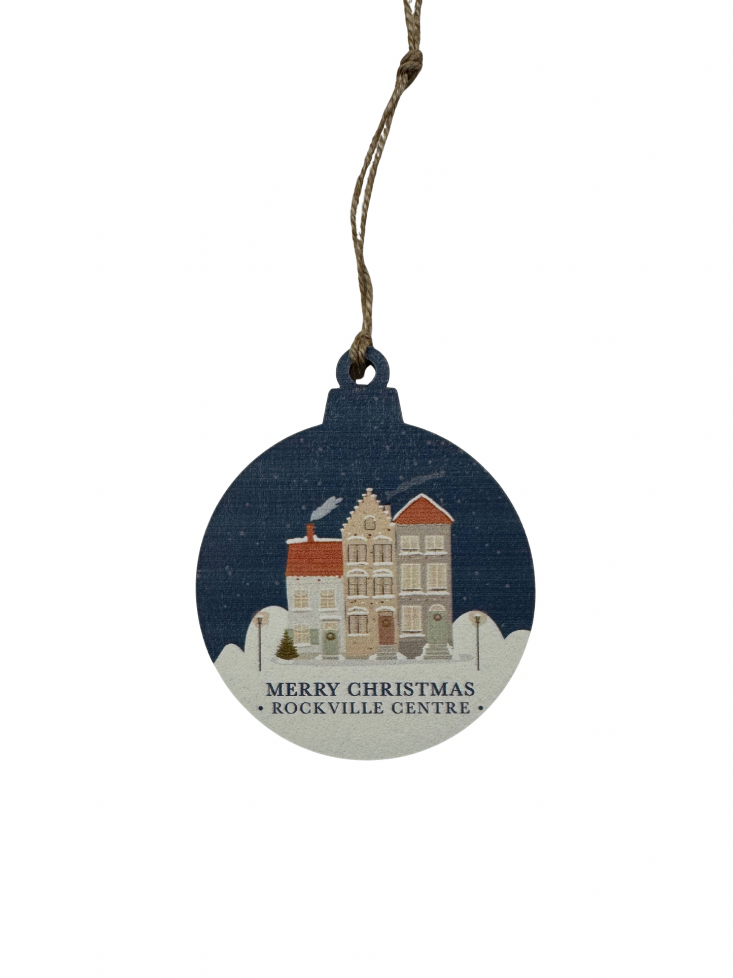 "Rockville Centre" Vintage Christmas Village Bulb Ornament