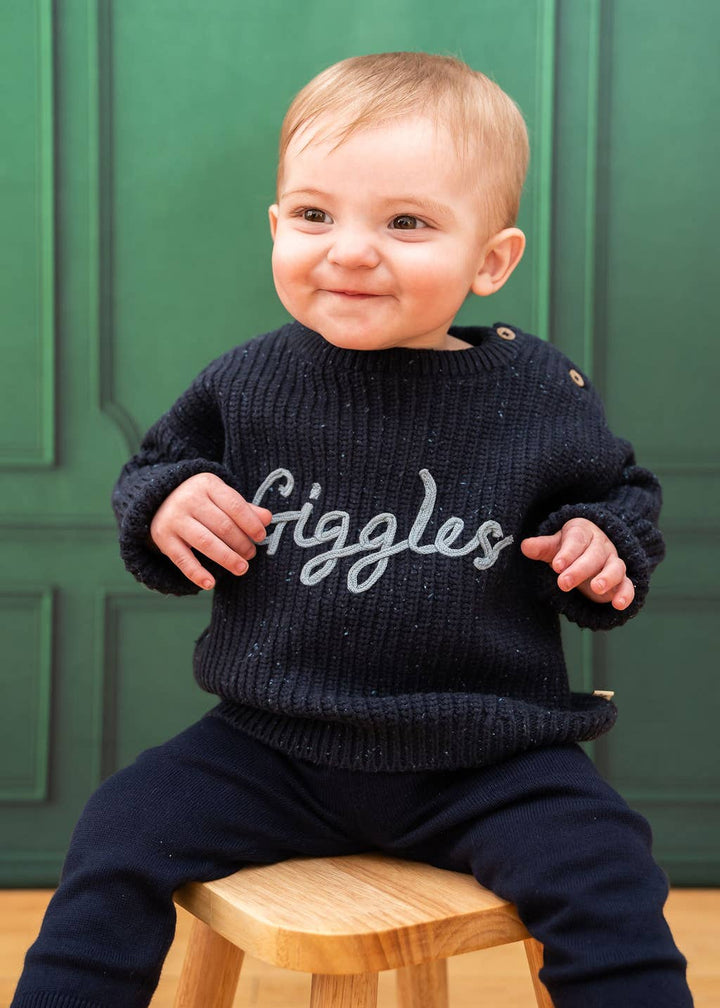 Giggles Chunky Knit Slouchy Baby Pullover Sweater-Organic