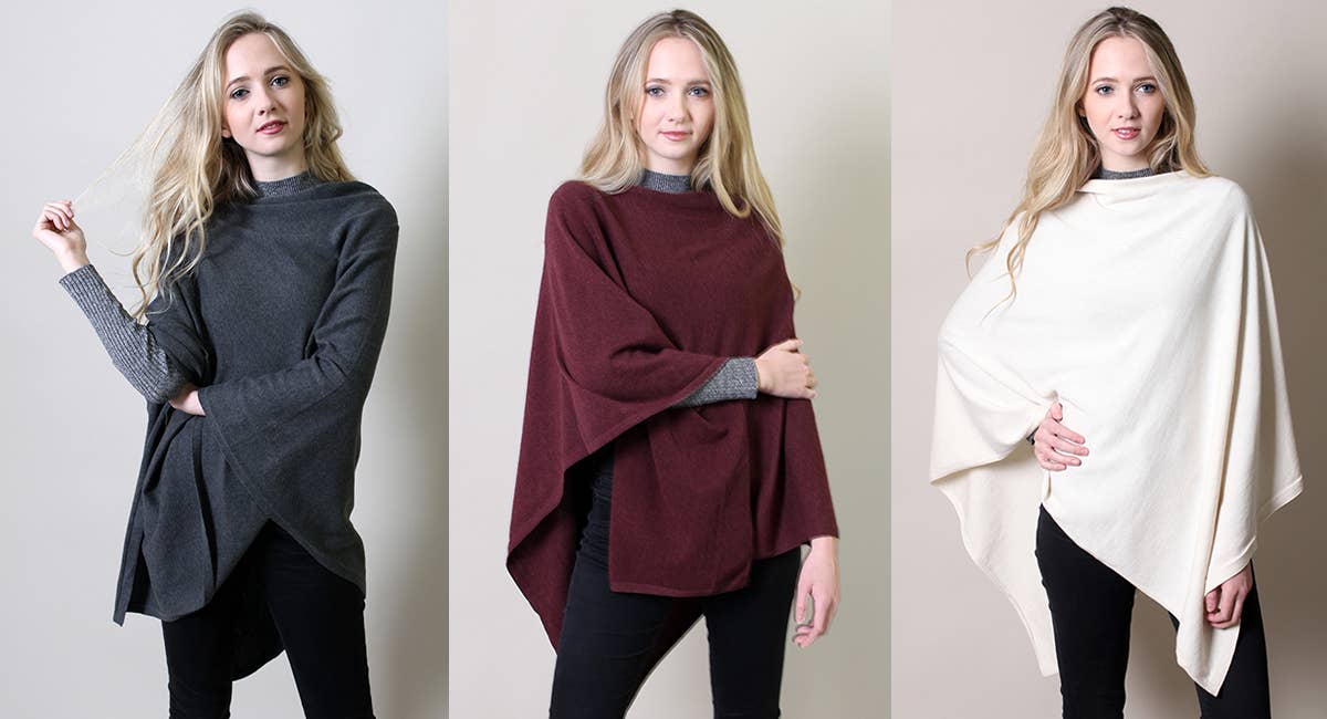 Women's Organic Poncho Sweater Knit Pulloever