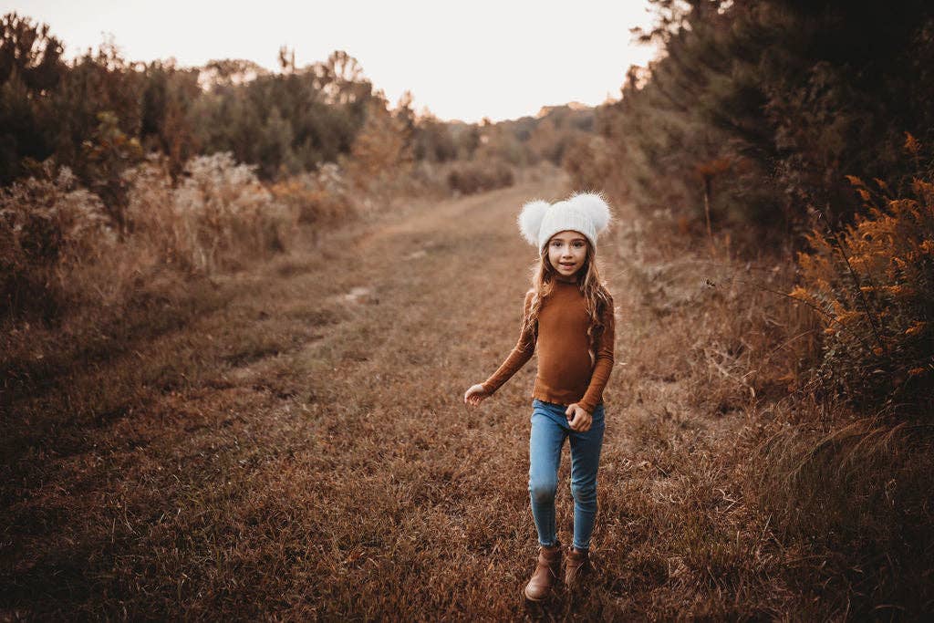 Cream Double Pom Angora Beanie