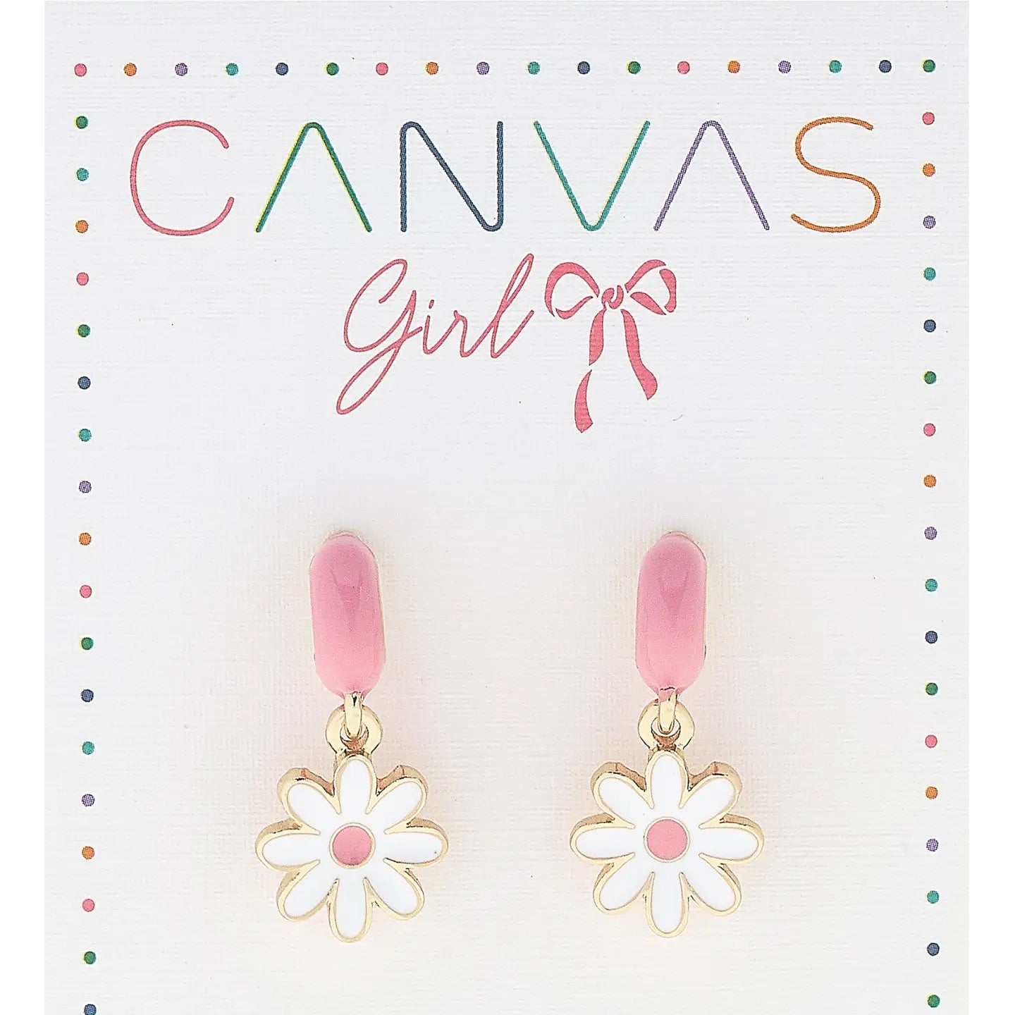 Scarlett Daisy Enamel Mini Huggie Hoop Earrings in Pink