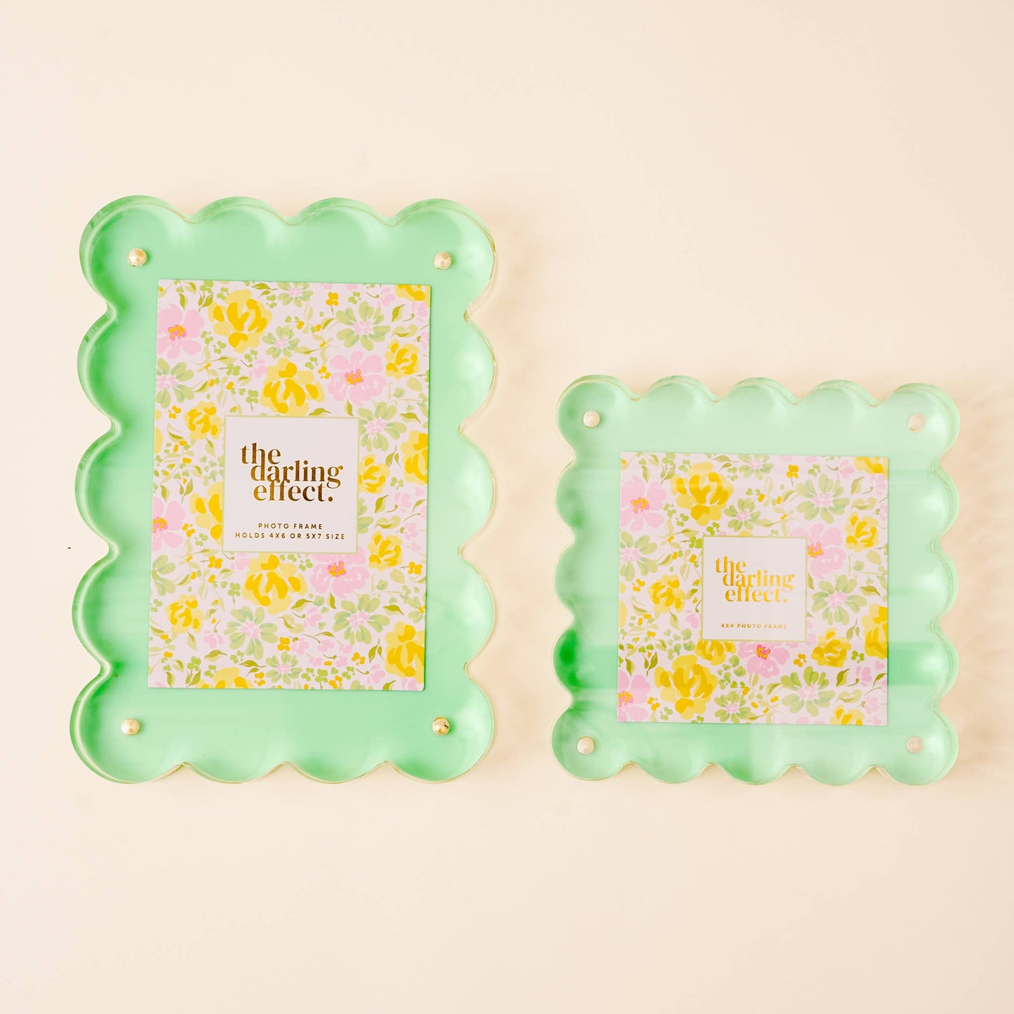 Rectangle Scalloped Acrylic Frame - Green