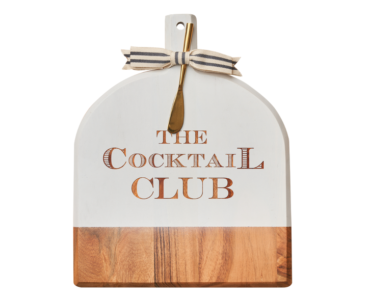 15" X 12" Acacia Bevel Board in White with Gold Spreader | The Cocktail Club