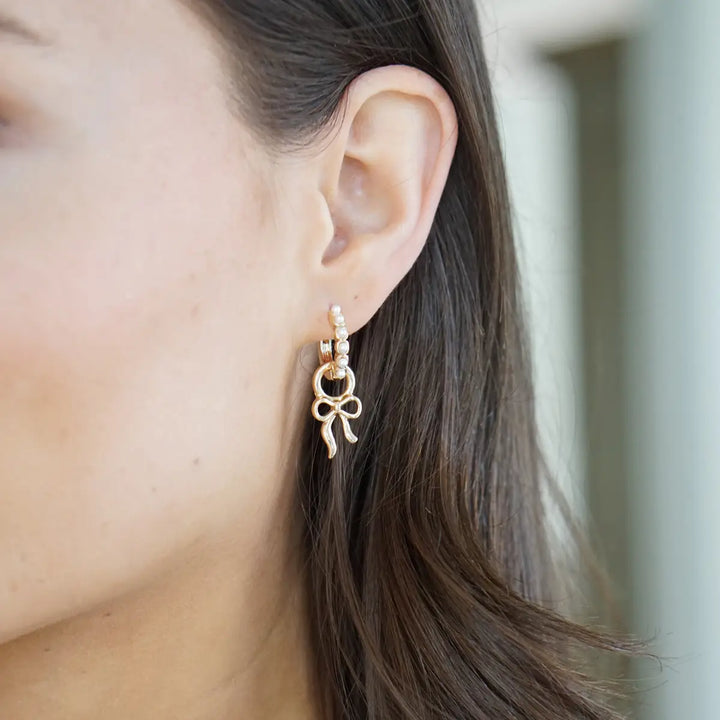 Rhinestone Fluted Heart Huggie Charm | Set of 2