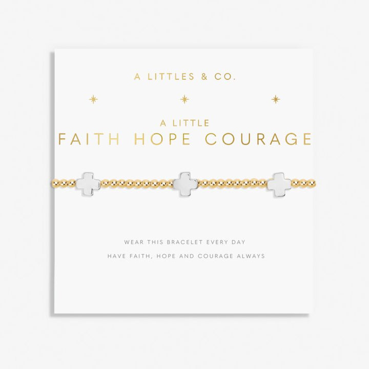 A Little 'Faith Hope Courage' Bracelet-Silver & Gold Tone Plated