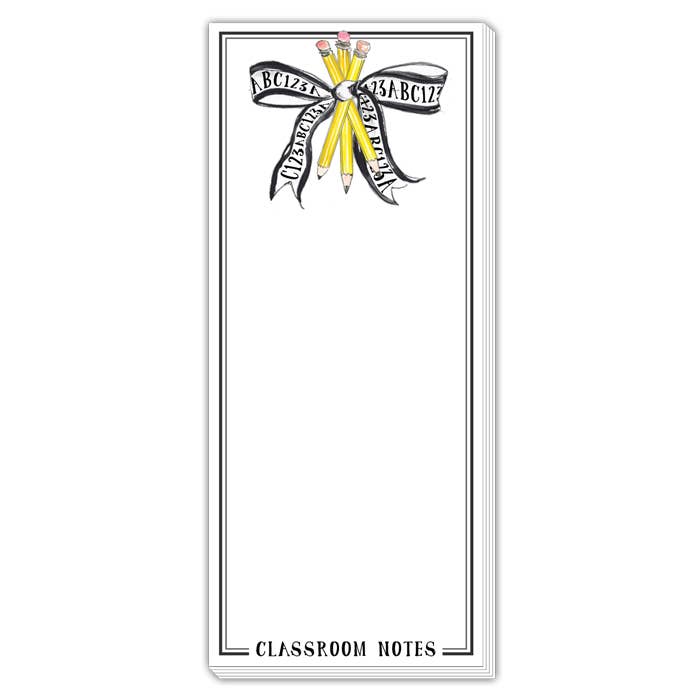 Handpainted School Bow With Pencils Skinny Notepad