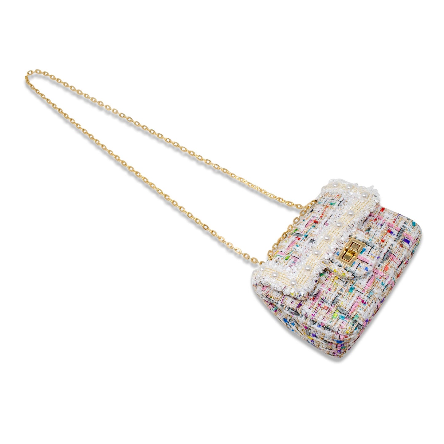 Classic Tweed Handbag with Pearls