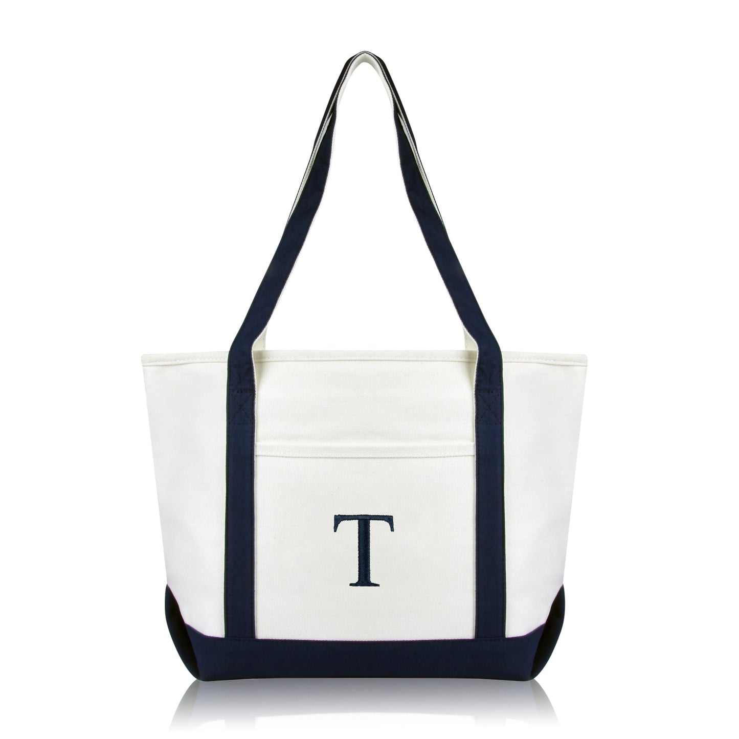 Personalized Black Tote Bag with Initial