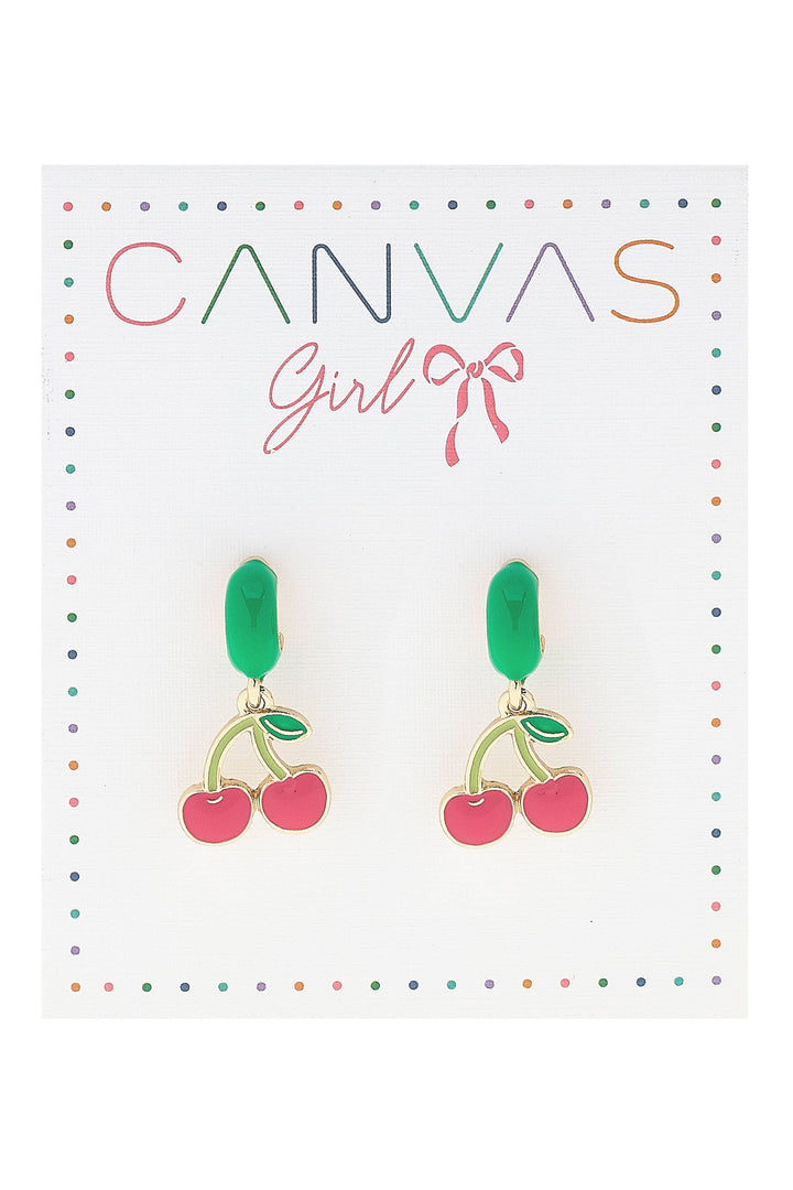 Mia Enamel Cherries Mini Huggie Hoop Earrings