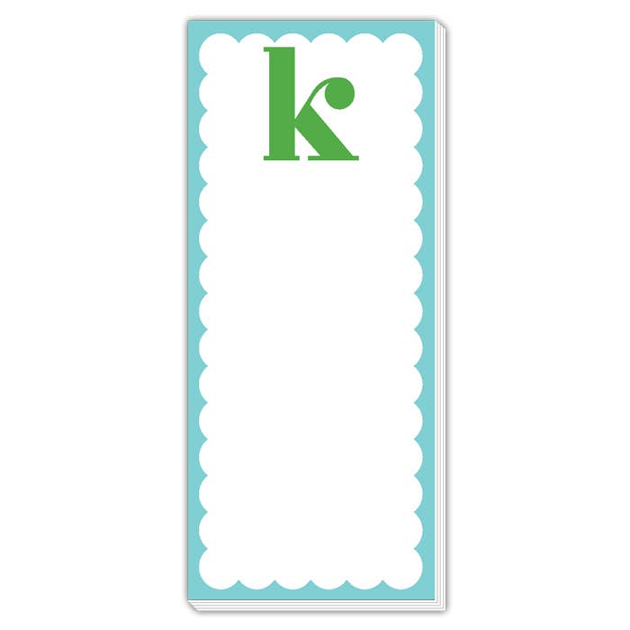 Scallop Monogram Green And Blue K Skinny Notepad