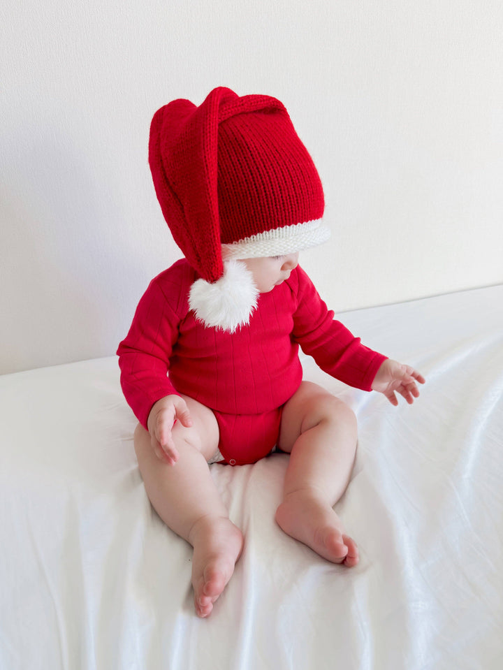 Santa Knit Hat - Red