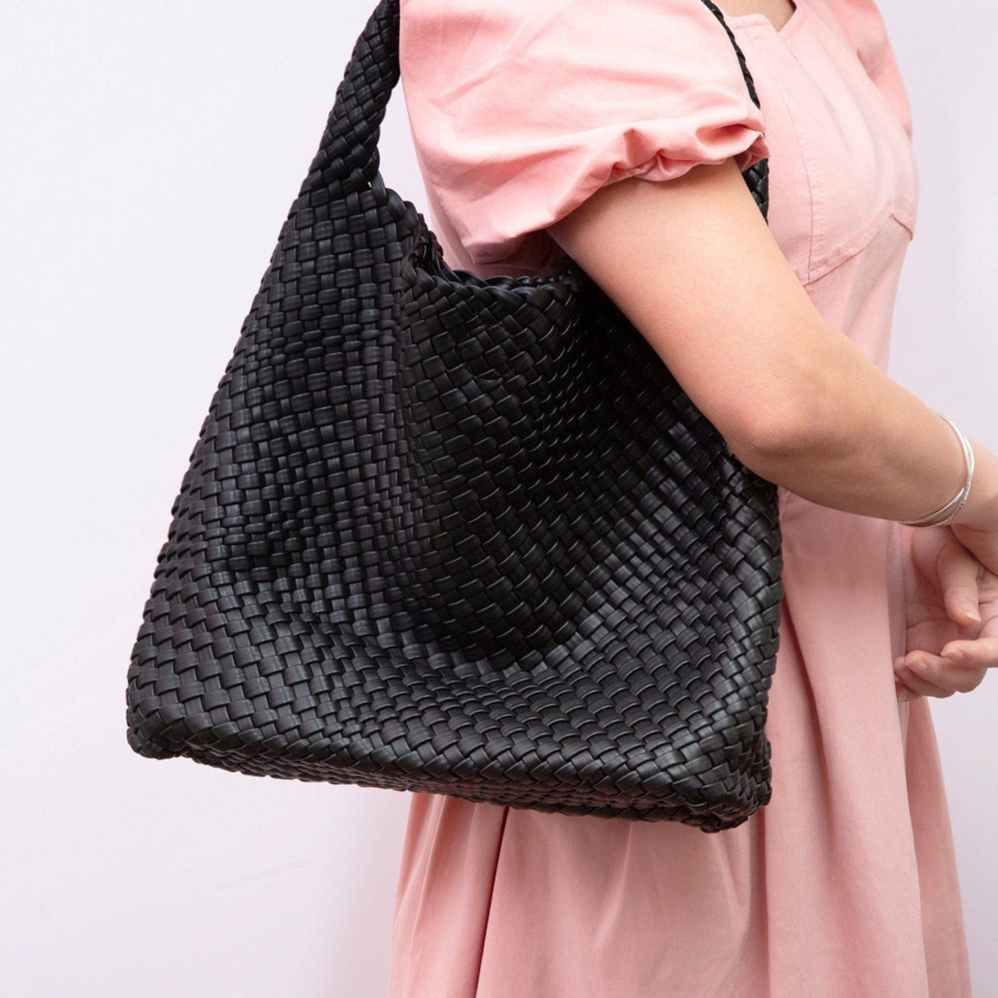 Tiara Woven Hobo Tote Bag With Pouch