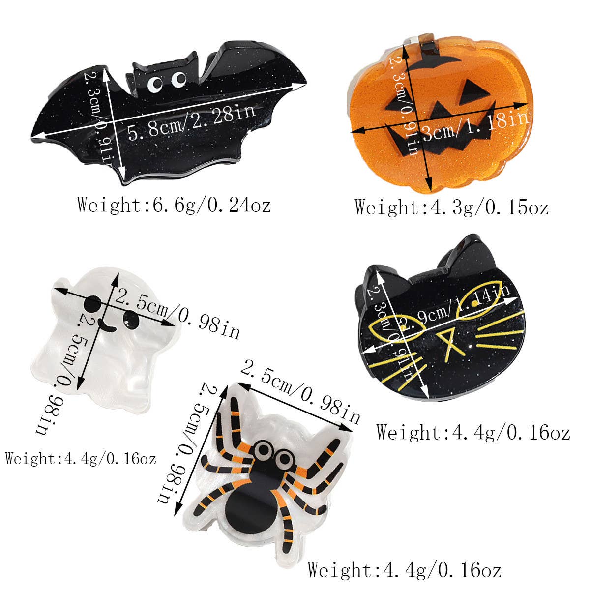 Halloween Mini Hair Claw Set, Bat Ghost Pumpkin_CWAHA2255